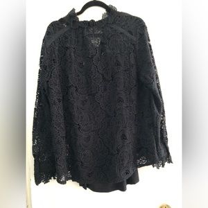 Soft Surroundings XL Black Crochet Top Never Worn
